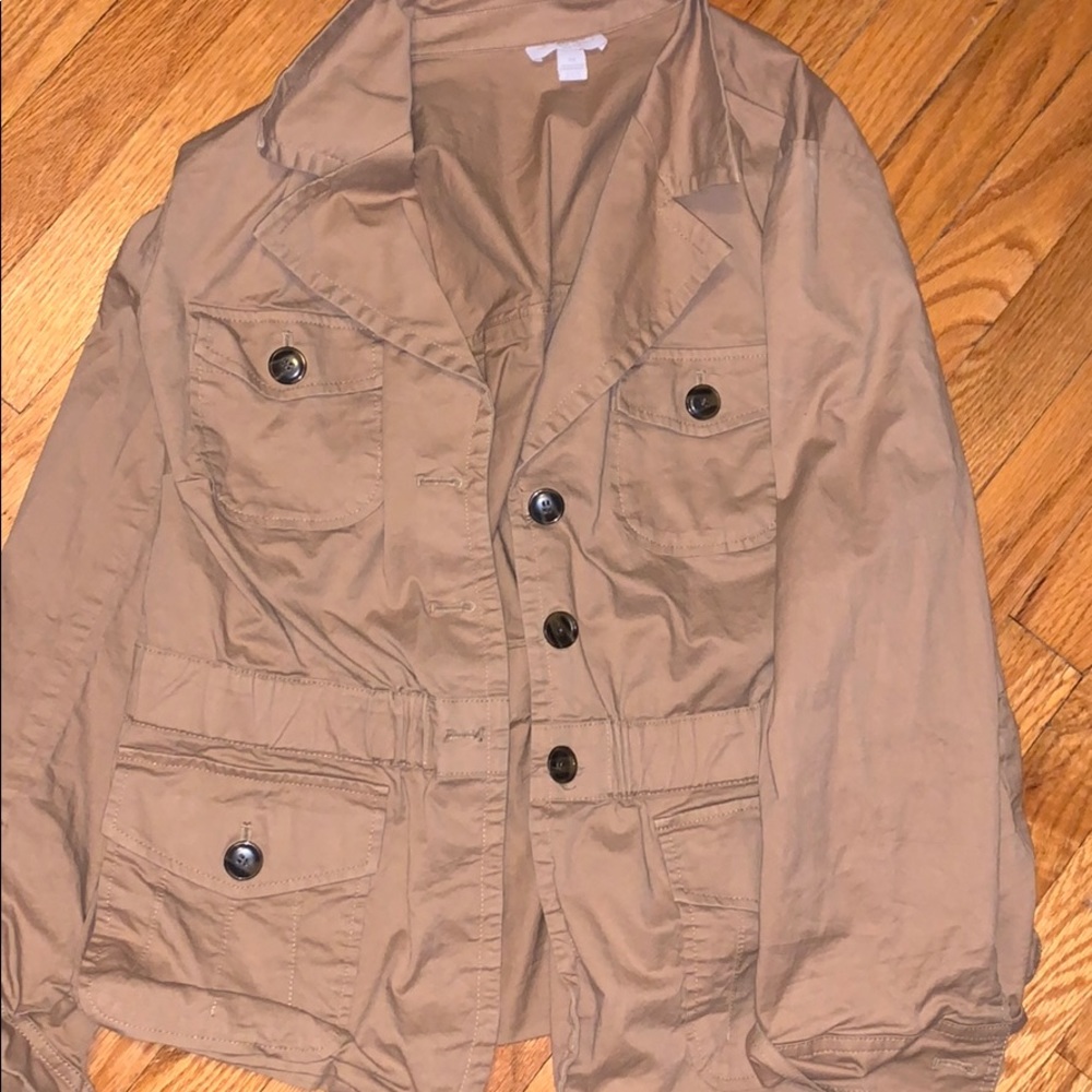 Short trench coat/ utility jacket tan